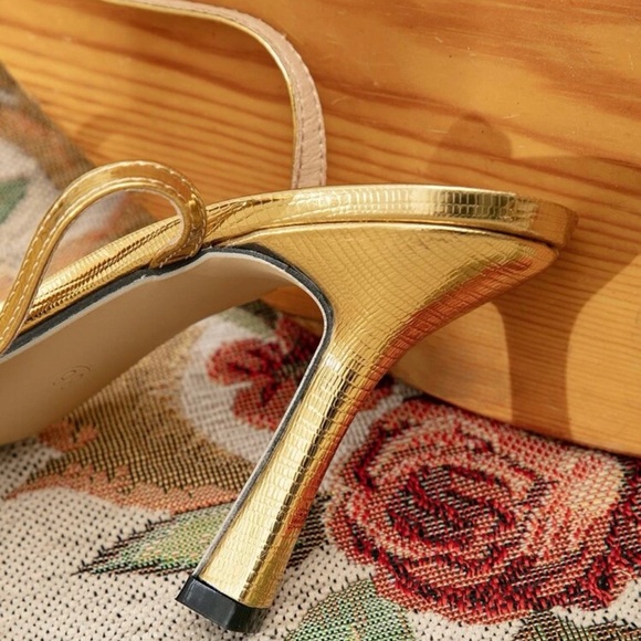 SHEIN Gold Strappy Open Toe Heels Women’s Size US 7 (CN38) - Picture 2 of 16